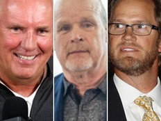 From left, Doug Armstrong, Mark Hunter and Chris Pronger.