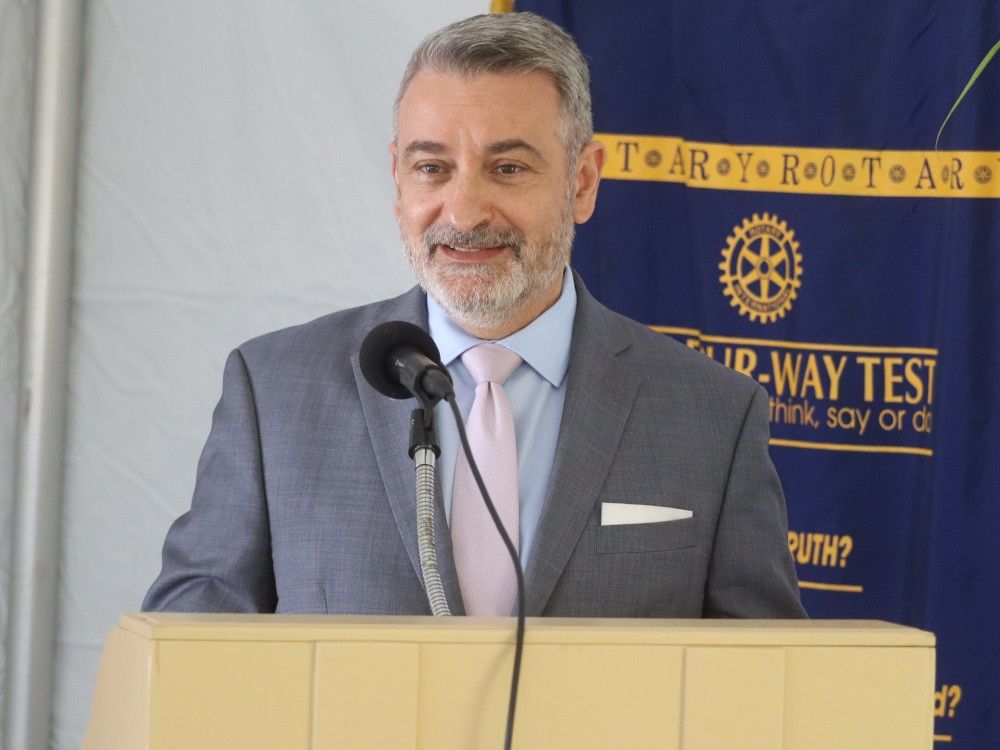 Ontario Education Minister Paul Calandra is shown during an affordable housing fundraiser in Sarnia on July 20, 2024.
