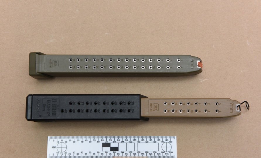  These gun magazines were seized after search warrants were executed at homes in Mississauga and Brampton. (YRPS)