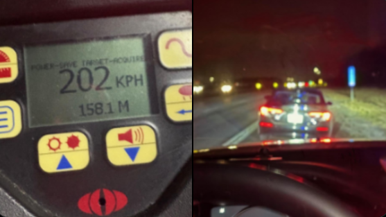 Images from OPP after a teen driver was nabbed speeding with passengers in the trunk.