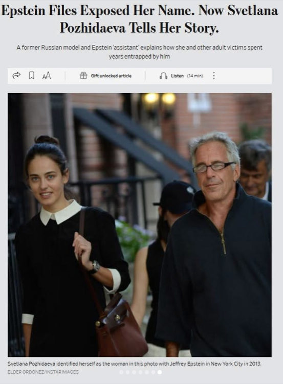 PEDO AIR: Jeffrey Epstein and his former assistant Svetlana Pozhidaeva. (Screenshot/WALL STREET JOURNAL) PEDO AIR: Jeffrey Epstein and his former assistant Svetlana Pozhidaeva. (Screenshot/WALL STREET JOURNAL)