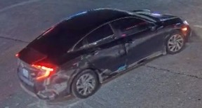 Toronto Police are seeking this black Honda Civic with the Ontario licence plate CPWJ185.
