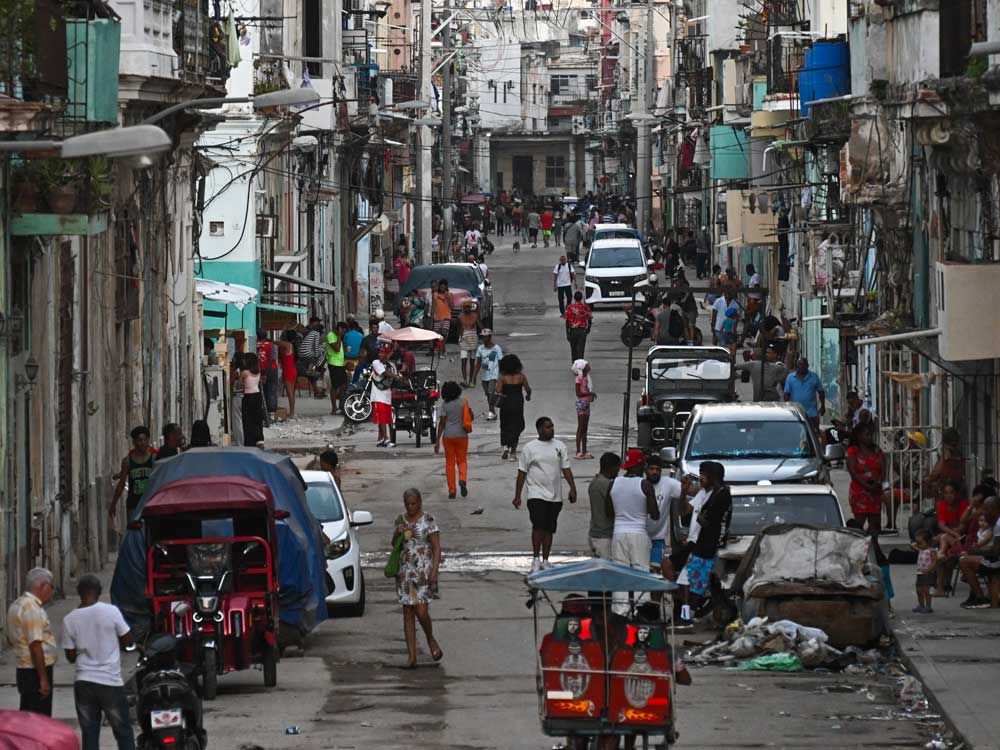 View of a street of Havana during a blackout on March 16, 2026.