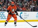 Anaheim Ducks defenceman Radko Gudas skates during an NHL hockey game against was handed a five-game suspension for his season-ending hit on Auston Matthews of the Leafs.