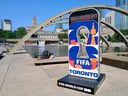 The 2026 FIFA World Cup countdown clock is seen outside Toronto City Hall at Nathan Phillips Square on Tuesday, July 15, 2025.