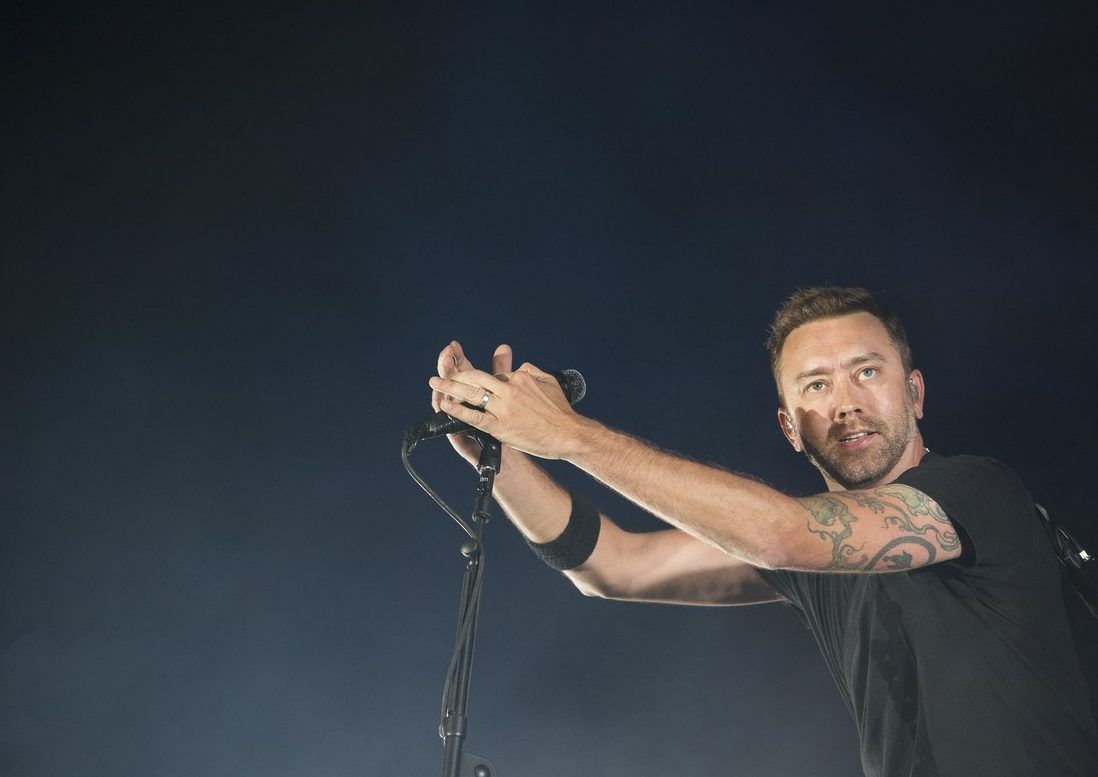 Lead singer Tim McIlrath from Chicago punk rock band Rise Against performs on the last day of Bluesfest in Ottawa on July 15, 2018.