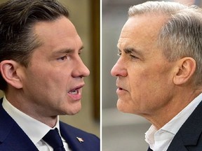 Pierre Poilievre (left) and Mark Carney