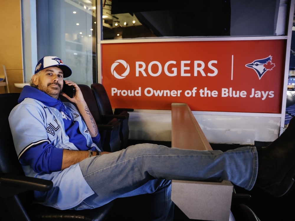 Rogers Game Day Owner Paul Bychko kicks back in the Blue Jays owner's box.