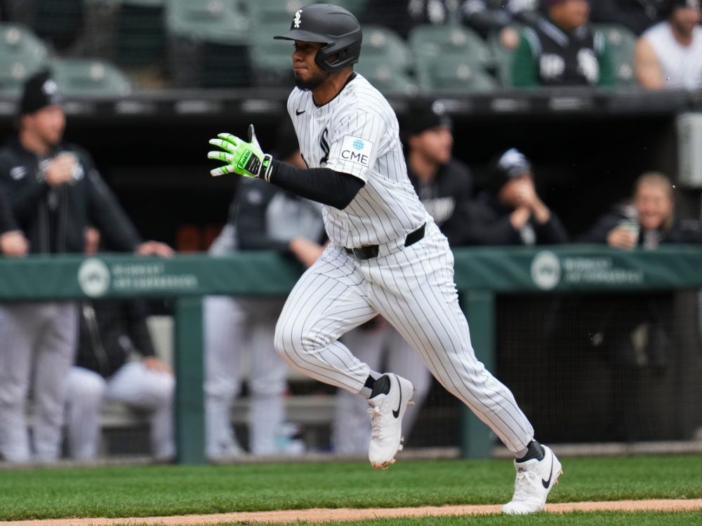 Chicago White Sox's Lenyn Sosa runs home to score on a sacrifice fly against the Toronto Blue Jays earlier this month.