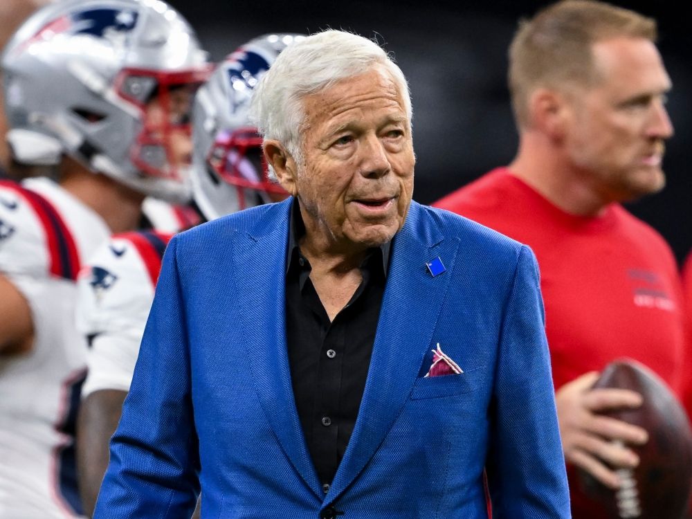 New England Patriots owner Robert Kraft walks on the field prior to a game last year. 