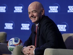 FIFA President Gianni Infantino speaks at the Semafor World Economy 2026 summit on April 15, 2026.