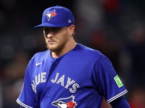 Jeff Hoffman of the Toronto Blue Jays exits
