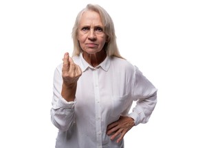 An older woman is upset with her daughter.