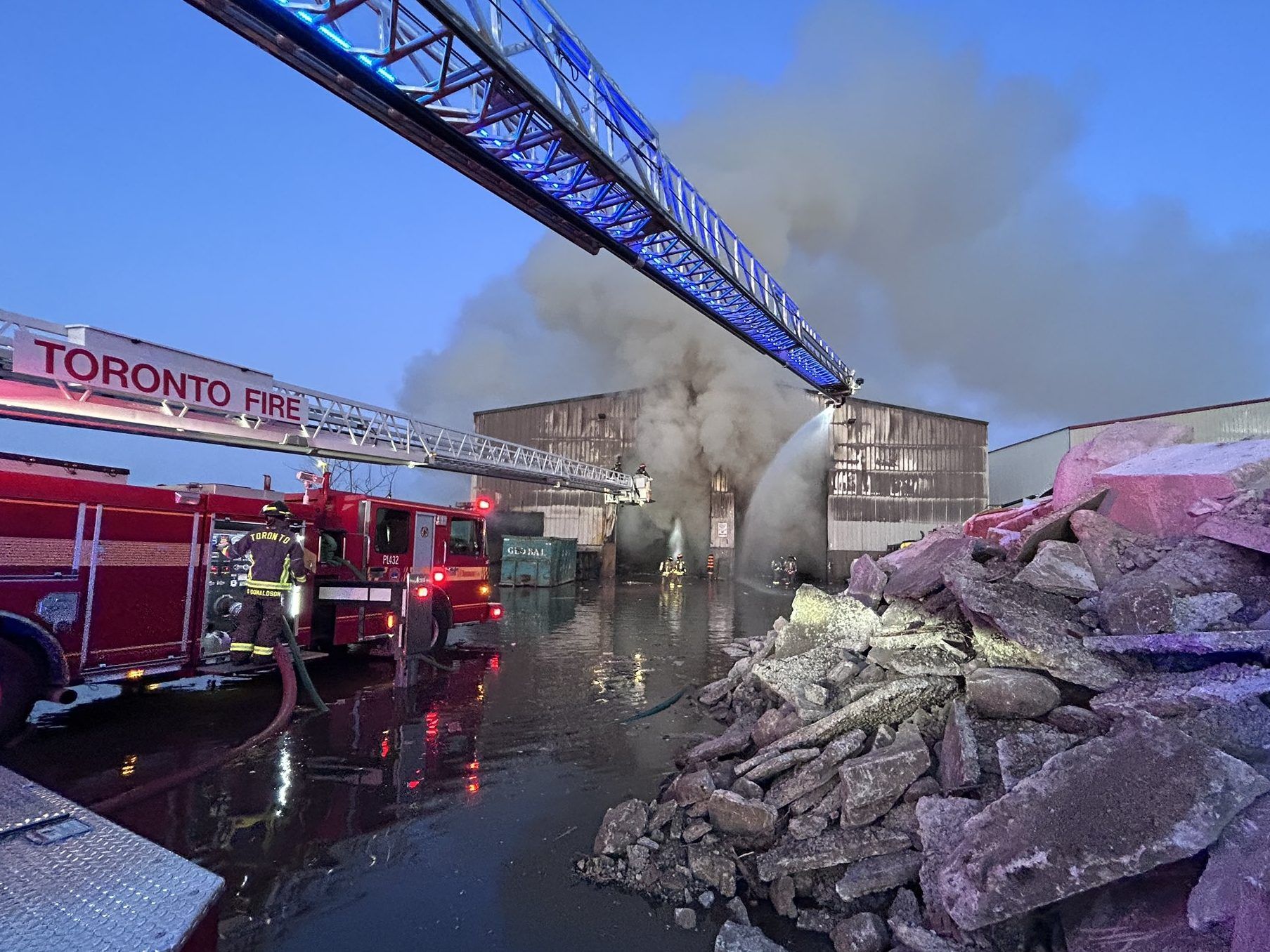 Dozens of firefighters battled a three-alarm blaze at a waste disposal plant in south Etobicoke Wednesday morning. Read more.