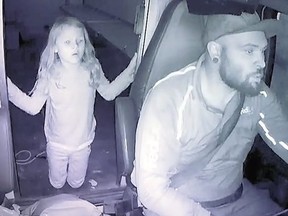 An image shown in court during the trial of FedEx driver Tanner Horner in the death of 7-year-old Athena Strand.