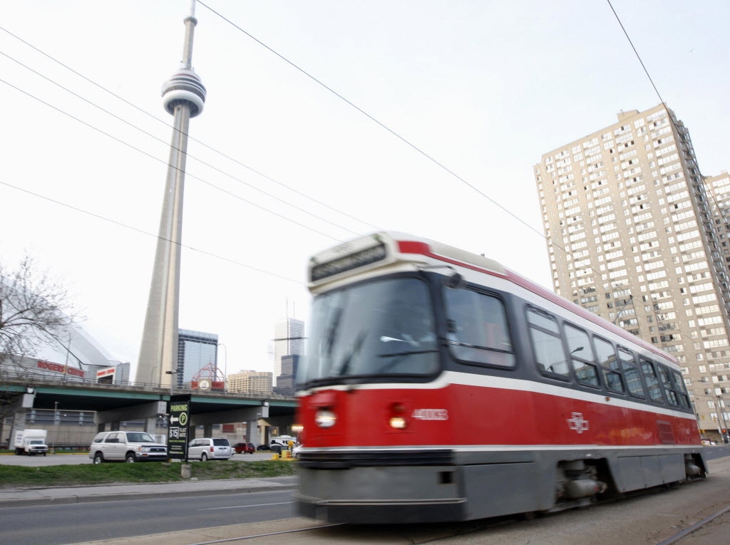  A streetcar moves west along Queens Quay in 2008. Streetcars by the lakefront aren’t new, but the Waterfront East LRT will enable one transit trip from the mouth of the Don River all the way to Ontario Place.