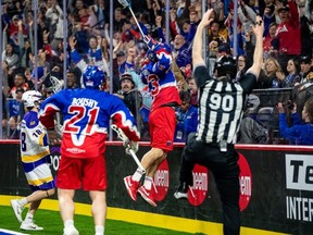 Challen Rogers of the Toronto Rock celebrates