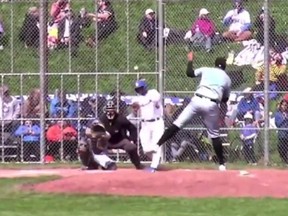 Toronto Maple Leafs star Yasiel Puig hits a home run.
