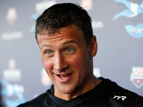 Ryan Lochte speaks to the media after winning the Men's 200m Individual Medley during day 5 of the Phillips 66 National Championships in 2019.