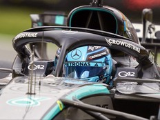 Mercedes' British driver George Russell races