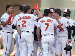 Pete Alonso of the Baltimore Orioles celebrates