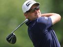 Corey Conners of Canada plays his shot from the second tee during the first round of the PGA Championship at Aronimink Golf Club on Thursday in Newtown, Pennsylvania.