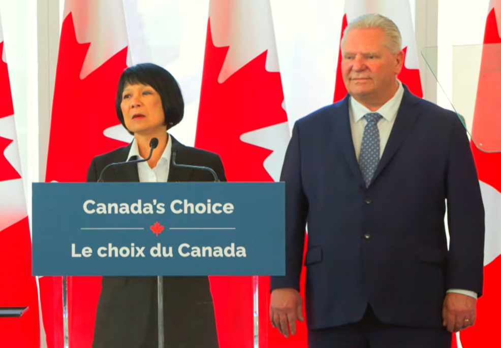Toronto Mayor Olivia Chow, left, and Ontario Premier Doug Ford at TMU on Tuesday, May 12, 2026.