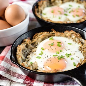Spiralled Potato and Egg Nests.