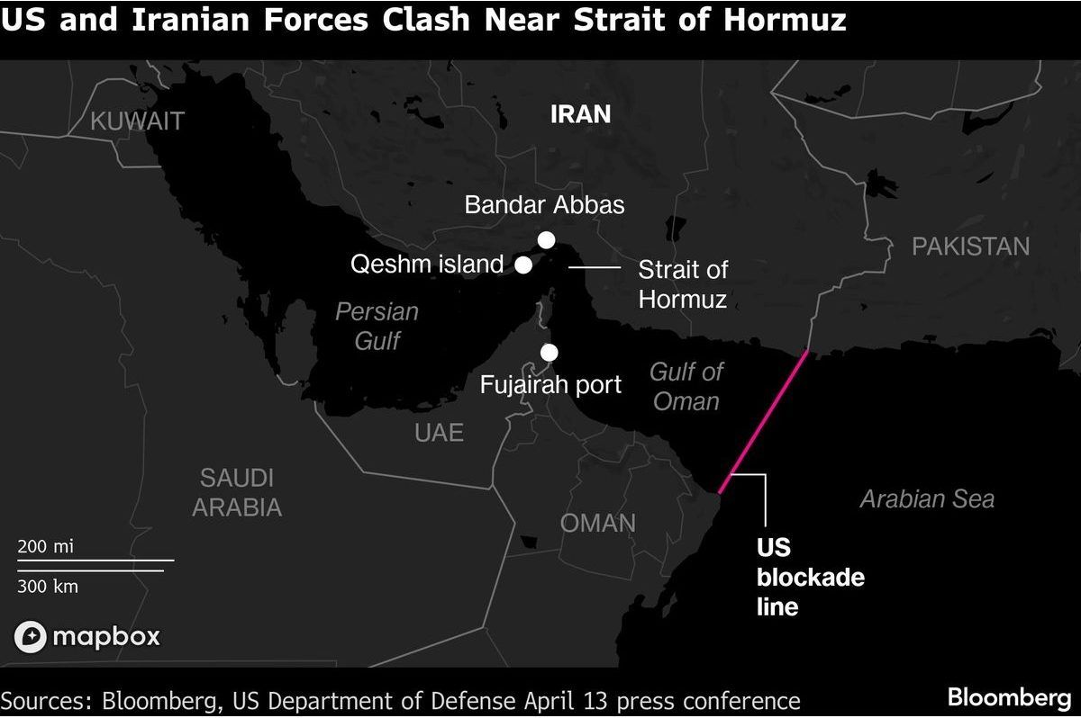 U.S. and Iranian forces clash near Strait of Hormuz.