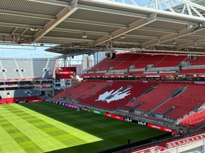The pitch at Toronto Stadium ahead of the FIFA World Cup.