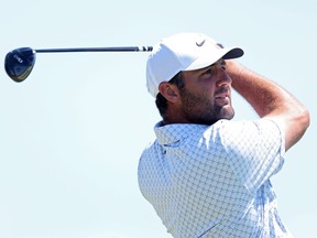 Scottie Scheffler plays a shot during a practice round prior to the 126th U.S. OPEN at Shinnecock Hills Golf Club.