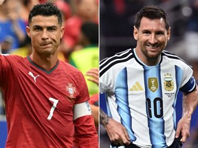 Portugal's Cristiano Ronaldo (left) and Argentina's Lionel Messi during FIFA World Cup 2026.
