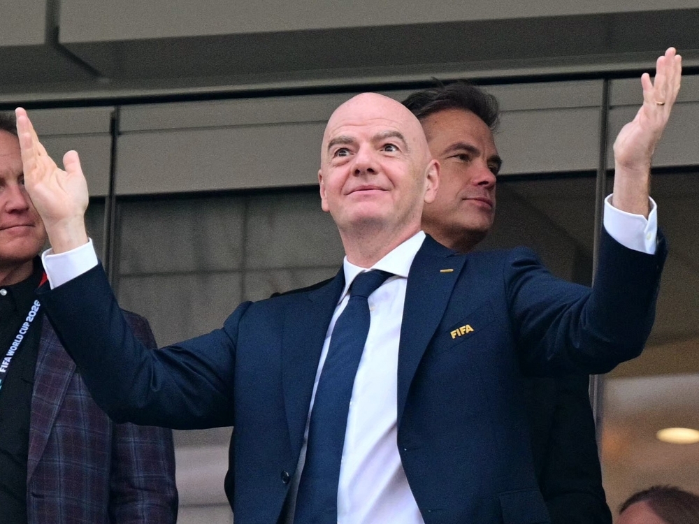  FIFA president Gianni Infantino reacts during the 2026 World Cup Group D football match between USA and Paraguay earlier this month.