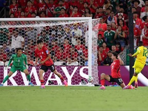 Thapelo Maseko of South Africa scores his team's goal