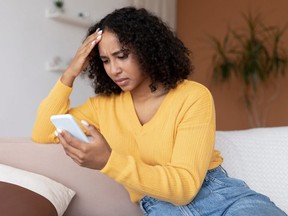 A daughter is sad after talking with her mother