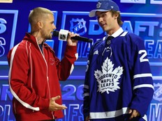 Singer Justin Bieber talks with Gavin McKenna