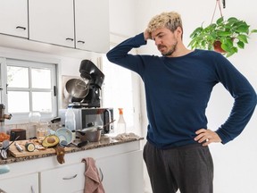 A man with very little cooking skill.