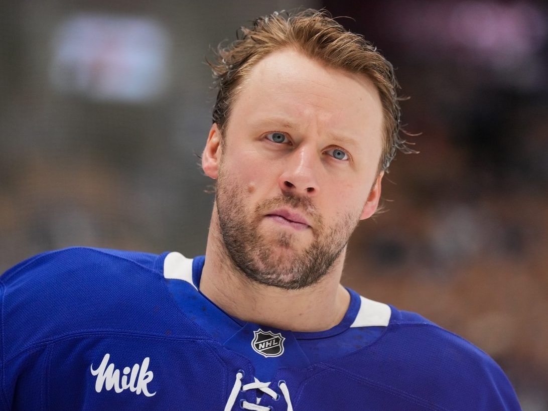 Morgan Rielly #44 of the Toronto Maple Leafs skates in warmups prior to a game against the Tampa Bay Lightning at Scotiabank Arena on March 07, 2026 in Toronto, Ontario, Canada.