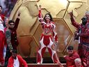 Sanjoy, Nora Fatehi and Vegedream perform during the Opening Ceremony before the FIFA World Cup 2026 Group B match between Canada and Bosnia and Herzegovina at Toronto Stadium on Friday, June 12, 2026.