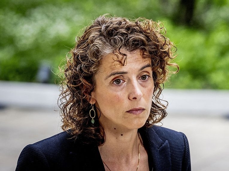  Dutch Health, Welfare and Sport Minister Sophie Hermans speaks to the press ahead of the weekly cabinet meeting in the Hague on May 8, 2026. (Robin Utrecht/ANP/AFP/Getty Images)