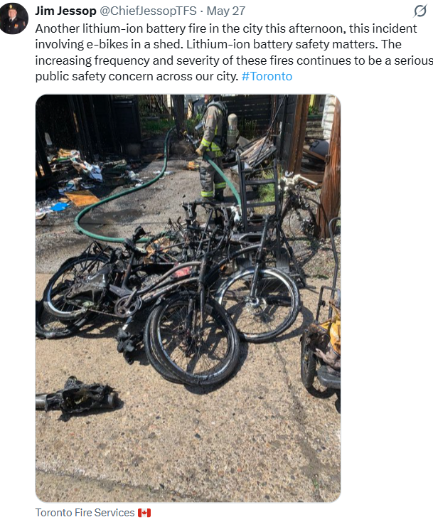 E-bike fire at shed