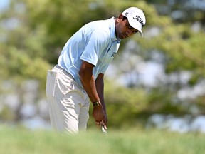 Sudarshan Yellamaraju מקנדה מתכונן להכות על הגומה ה-17 במהלך הסיבוב השלישי של RBC Canadian Open ב-TPC טורונטו ב-Osprey Valley ב-Caledon, Ont., יום שבת, 13 ביוני, 2026.