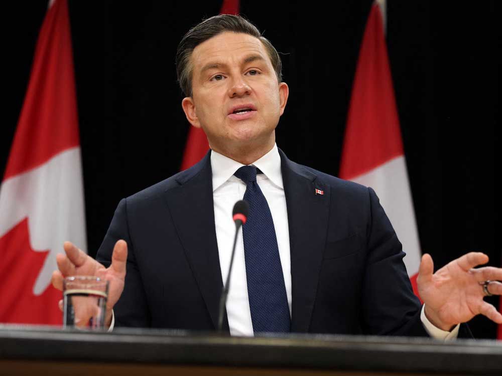 Conservative Party of Canada leader Pierre Poilievre speaks during a news conference at the National Press Theatre in Ottawa, Canada on June 25, 2026.