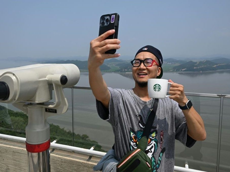 Aegibong Starbucks in Gimpo feels a world away from North Korea less than two kilometres (1.2 miles) across the Han river.
