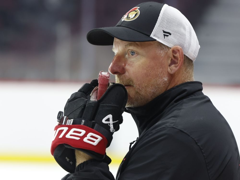 Former Ottawa Senator captain and assistant coach Daniel Alfredsson during a practice session in 2024.