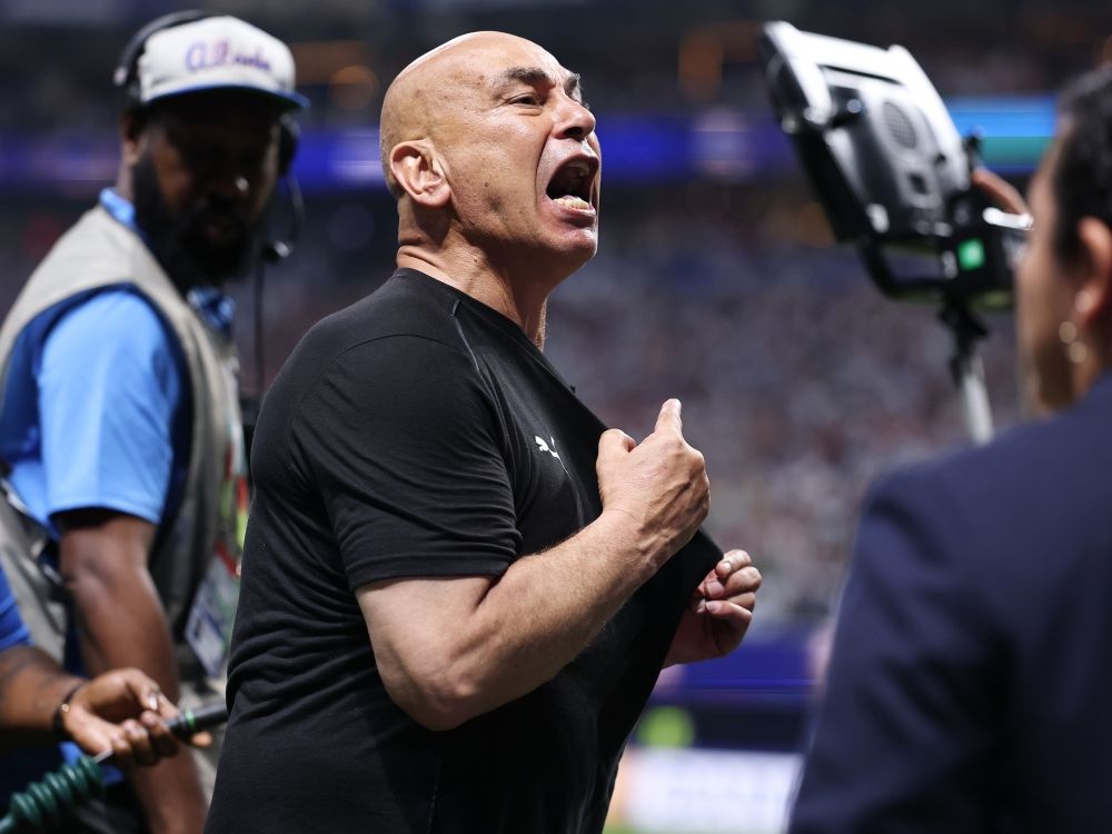 Hossam Hassan, Head Coach of Egypt, reacts after the 2-3 loss during the FIFA World Cup 2026 Round of 16 match against Argentina.