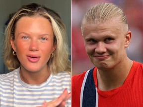 Influencer Emma Willman (left) and Norway striker Erling Haaland.