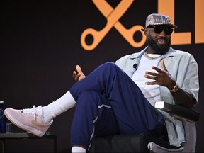 LeBron James speaks onstage during The Shop Live panel