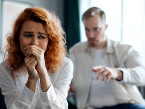 A man shouts at his wife