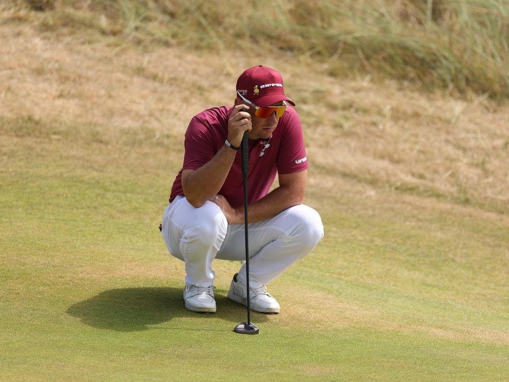 Lucas Herbert of Australia lines up a putt on day two of the The 154th Open Championship at Royal Birkdale on July 17, 2026 in Southport, England.